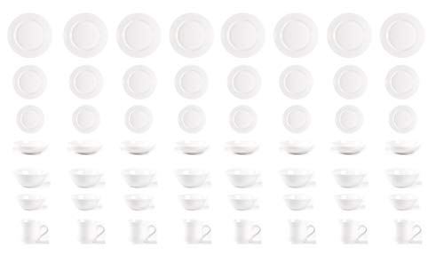 Pearl Dots Stoneware Dinnerware Set (56pc Set, White)