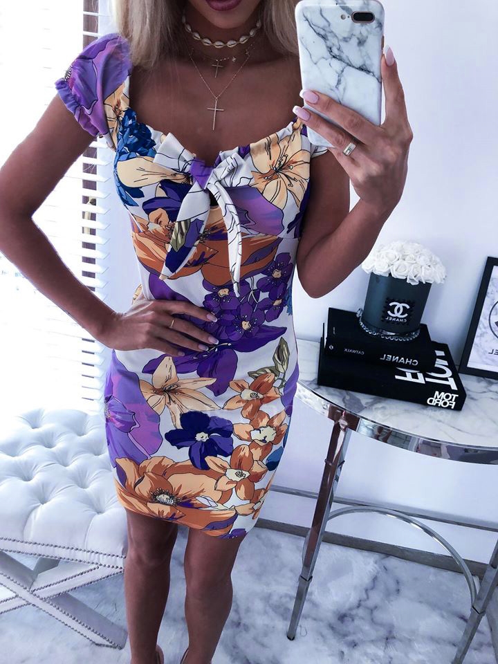Floral Print Vintage Mini Dress