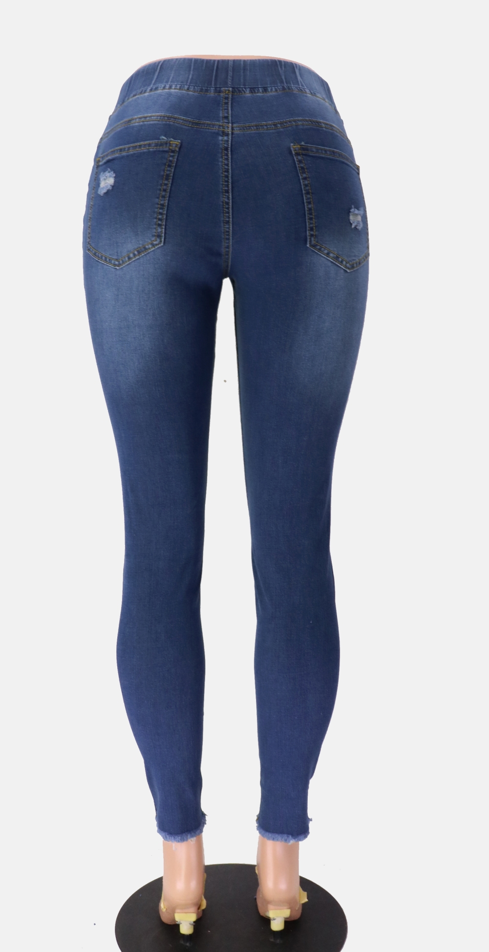 Stylish High Waist Strings Ripped Jeans