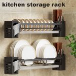 Kitchen Organizer Storage Shelf Dish Rack Wall-mounted Multifunction Drain