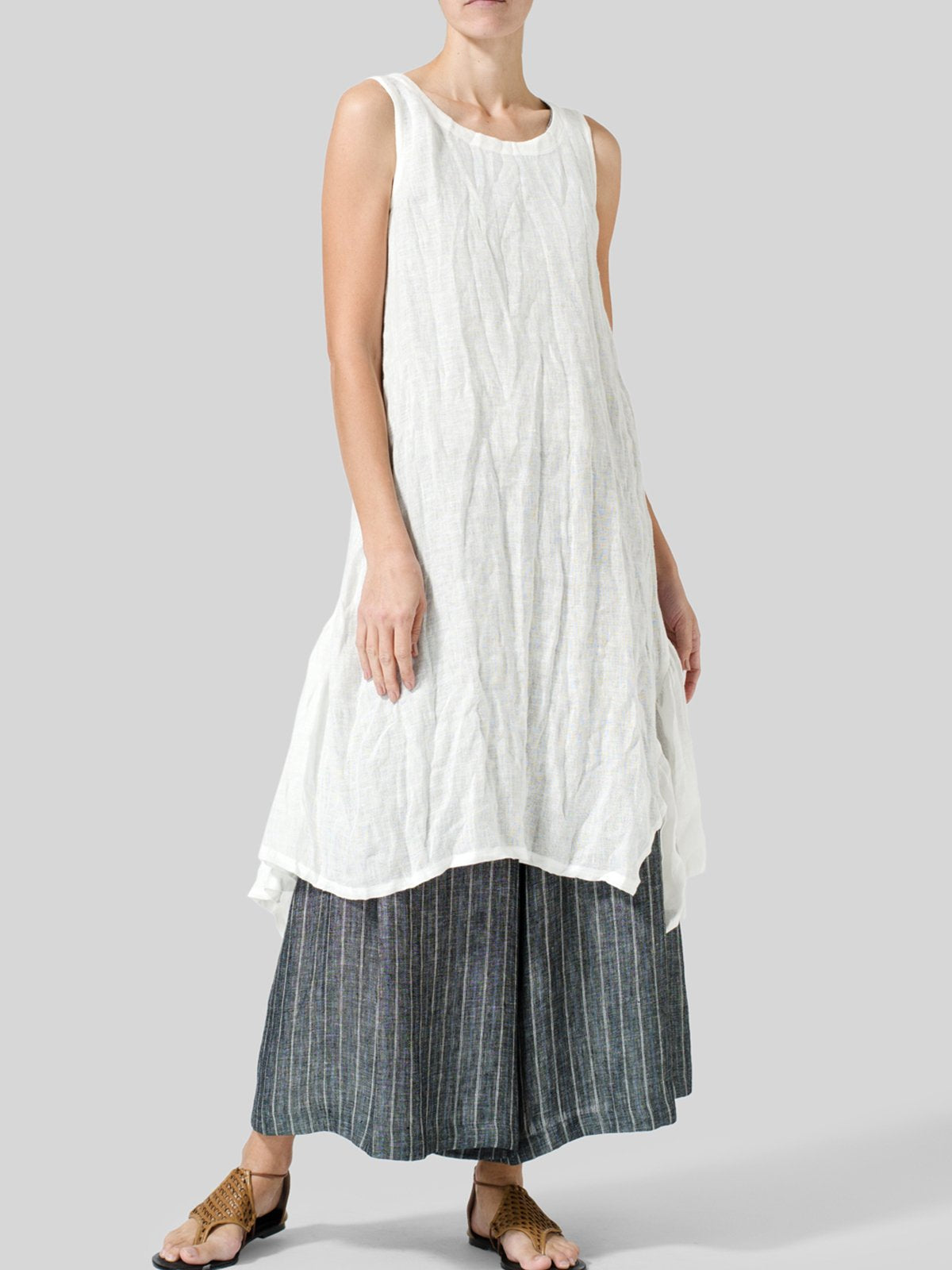 Plus Size Casual Solid Sleeveless Tops