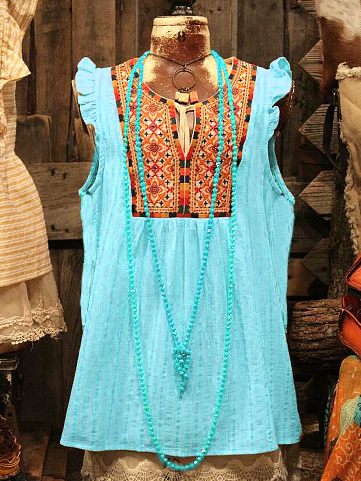 Shift Cotton-Blend Paneled Casual Shirts & Tops