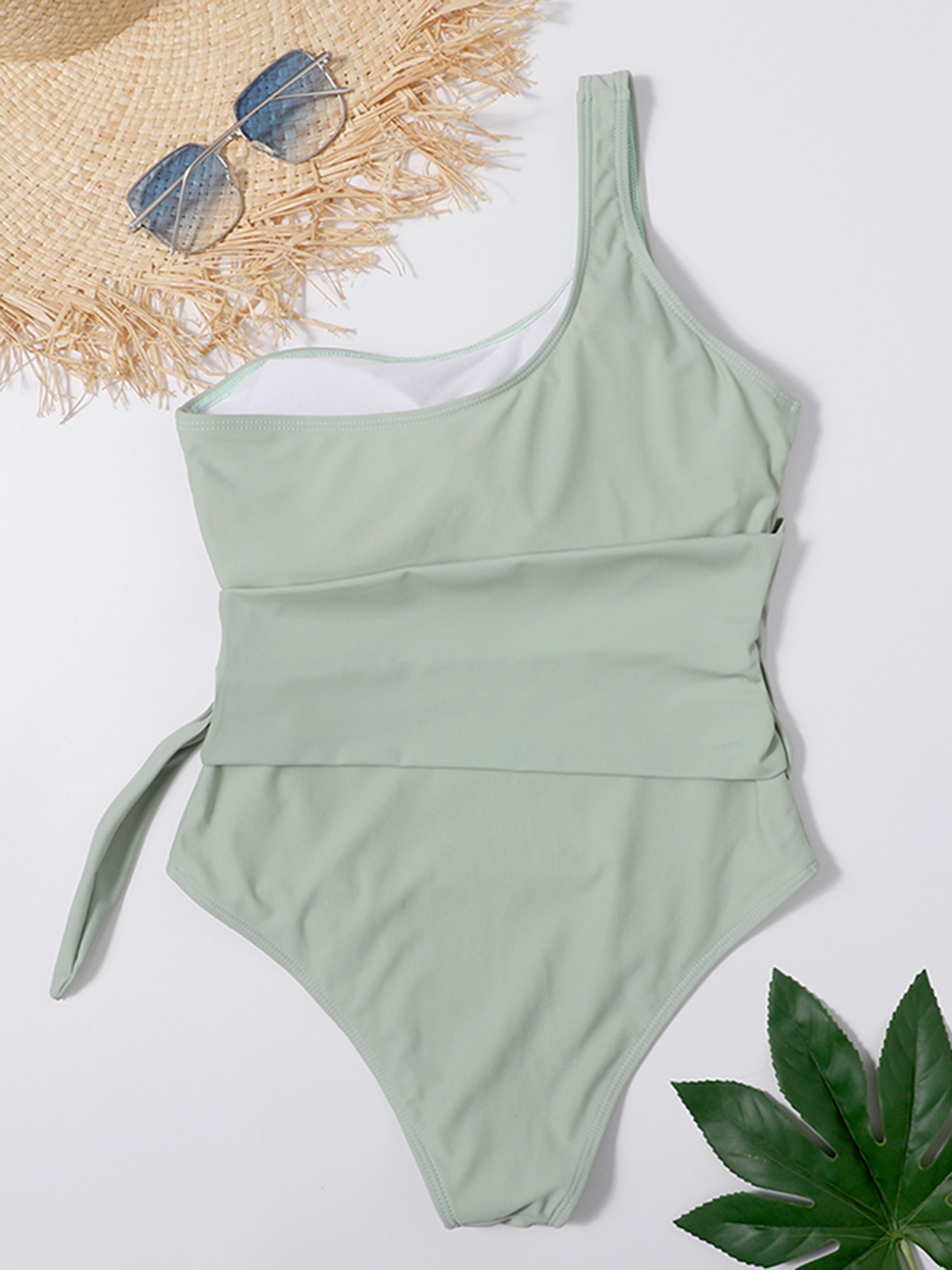 Solid Off Shoulder Belted Wrap Bikini