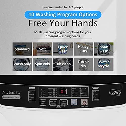 Full-Automatic Washing Machine with Drain Pump, 2-in-1 Compact Laundry Washer