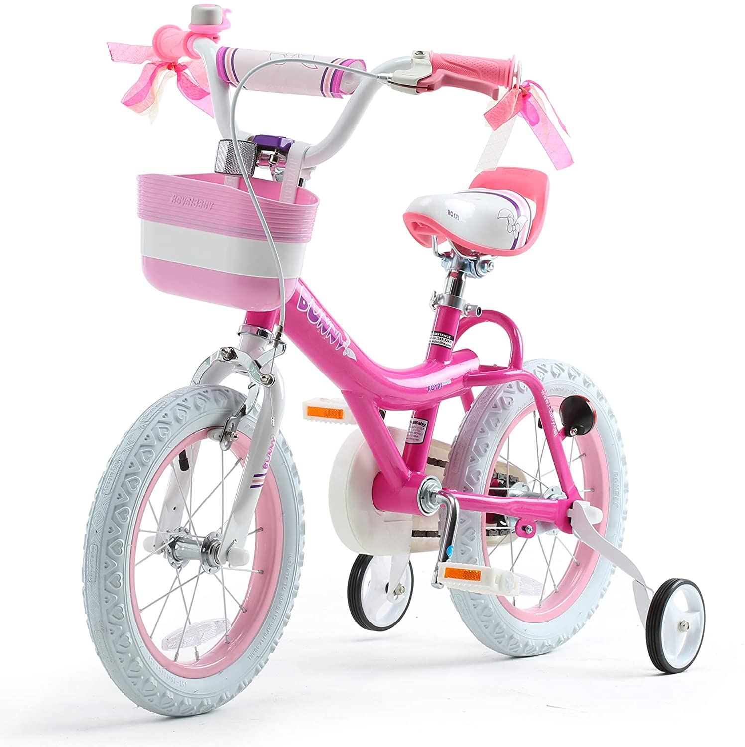 3-12 Years Old Basket Training Wheels Kickstand White Pink Child��s Cycle