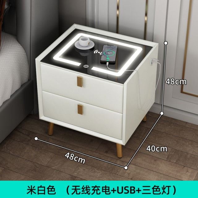 Nightstands Smart Bedside Cabinet Simple USB Wireless Charging with Lamp
