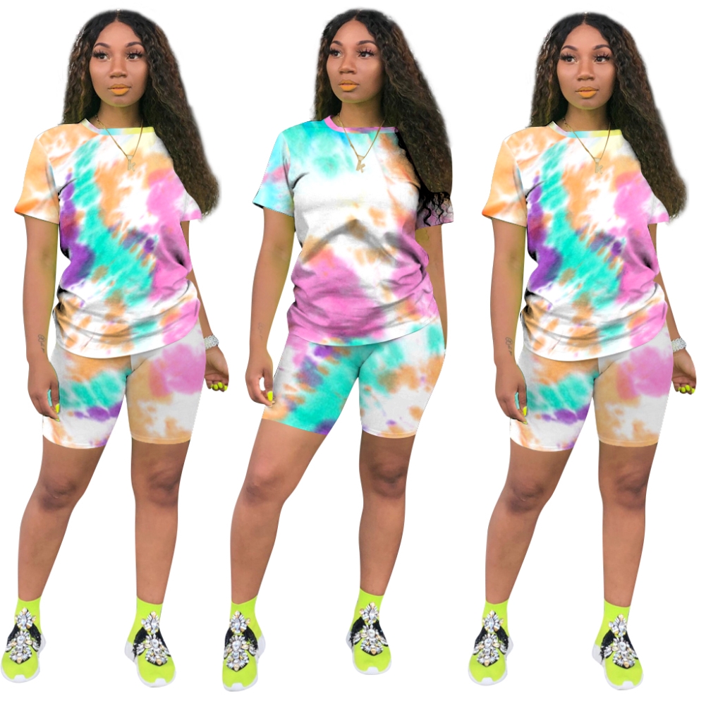 Summer Casual Tie Dye Two Piece Short Set