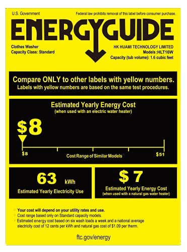 Full-Automatic Compact Washer with Wheels, 1.6 cu. ft, 11 lbs capacity