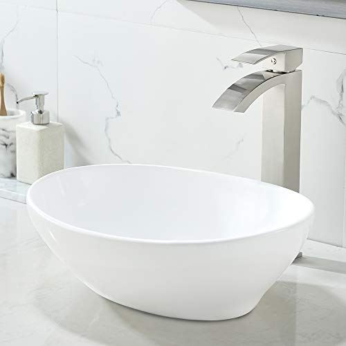 Bathroom Sink 16��� x 13��� Oval White Ceramic Vessel Sink Modern Egg Shape