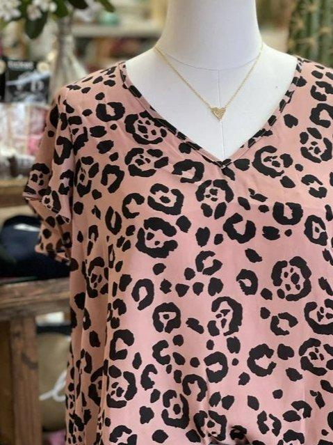 Short Sleeve Shift Leopard Shirts & Tops