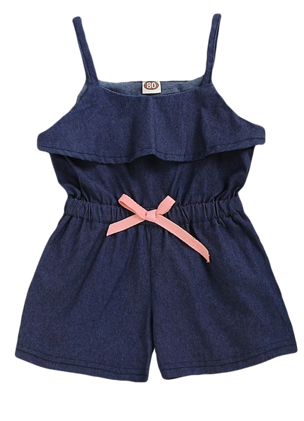 Kids Girl Summer Denim Straps Rompers
