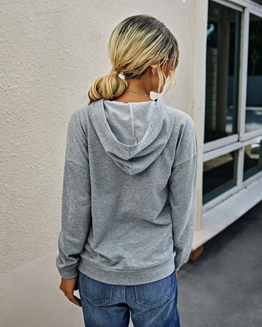 Autumn Solid Color Pocket Hoodie Shirt