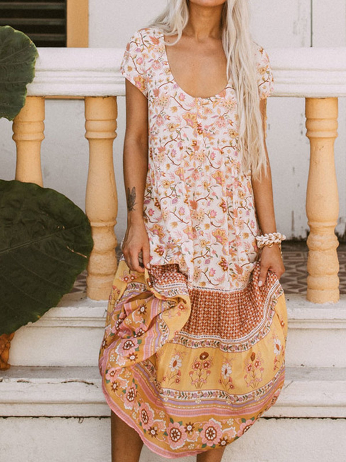 Flower Vintage Shift Polyester Fibre Dresses