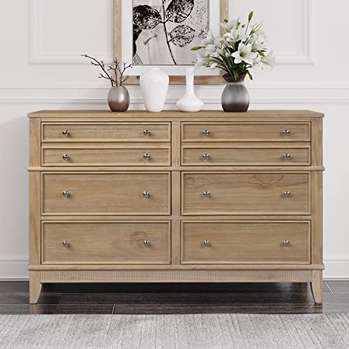 Knocbel Rustic 6-Drawer Dresser with Silver Finish Handle / 52��� W x 17.3��� D x 35��� H