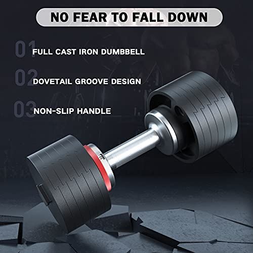 Adjustable Dumbbell Set,Fast Adjustable Weights Dumbbells Set,50lbs Black Dumbbell