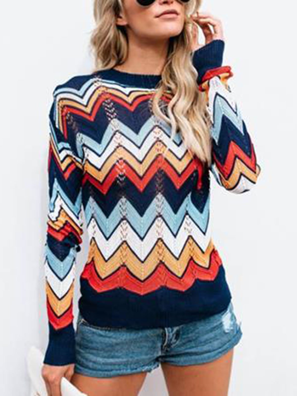 Casual Striped Crew Neck Sweater