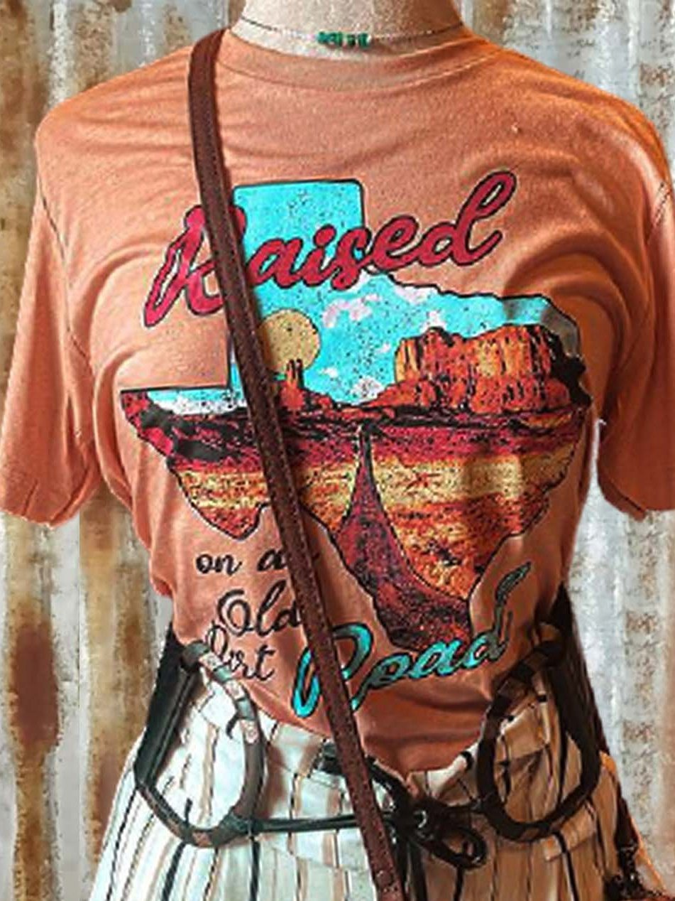 Cotton-Blend Casual Short Sleeve Plants Shirts & Tops