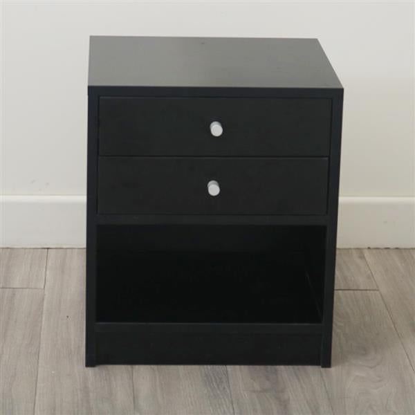 Bedside Cabinet Nightstand Side End Table with Two Round Handle Drawer