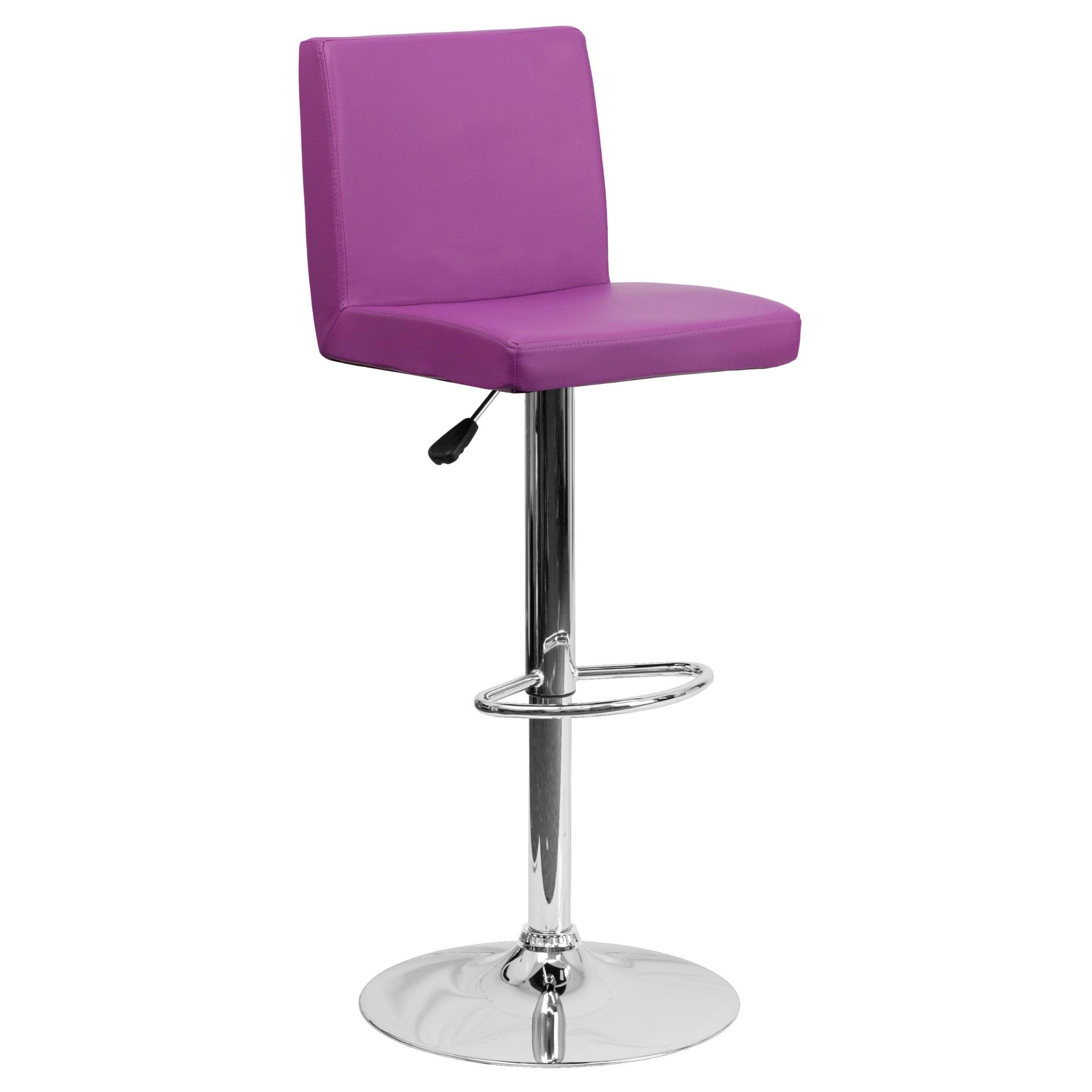 Flash Furniture Contemporary Burgundy Vinyl Adjustable Height Barstool with Chrome Base
