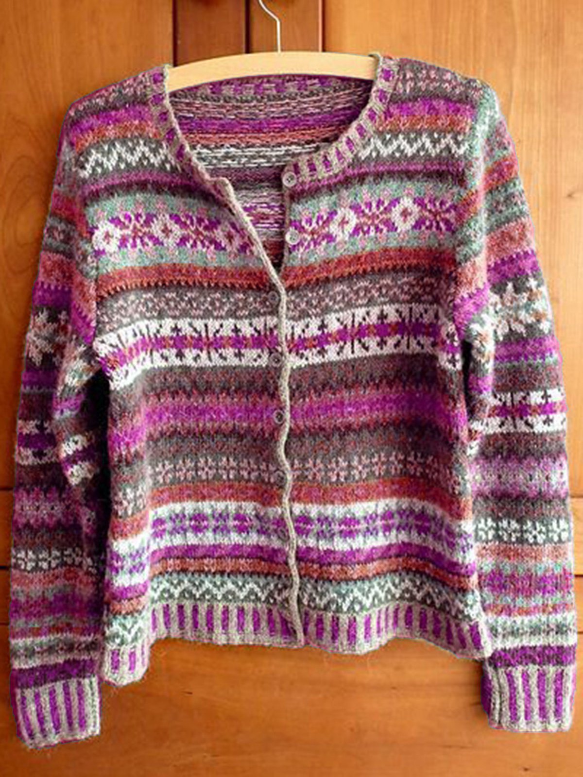 Buttoned Boho Long Sleeve Tribal Cardigan