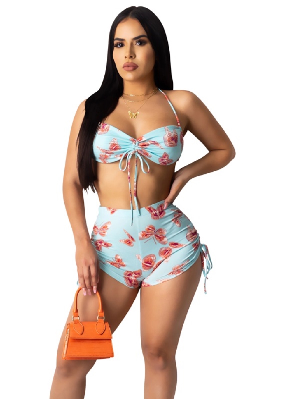 Sexy Print Strings Bikini Bra and Shorts Set