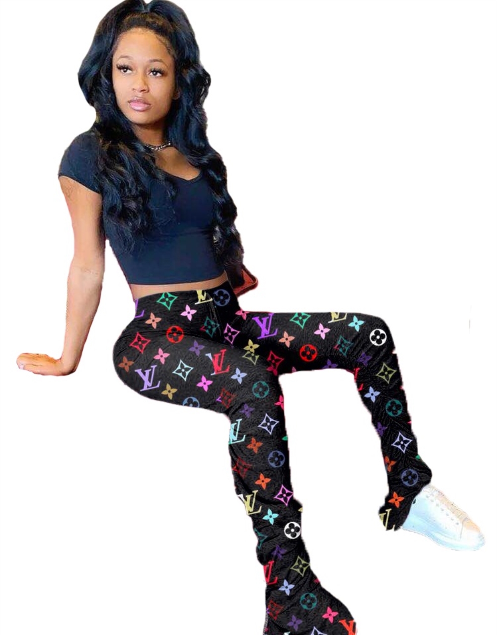 Sexy High Waist Print Stacked Leggings