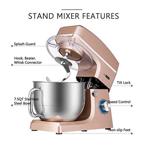 660W 6-Speed Tilt-Head Kitchen Electric Food Mixer with Beater