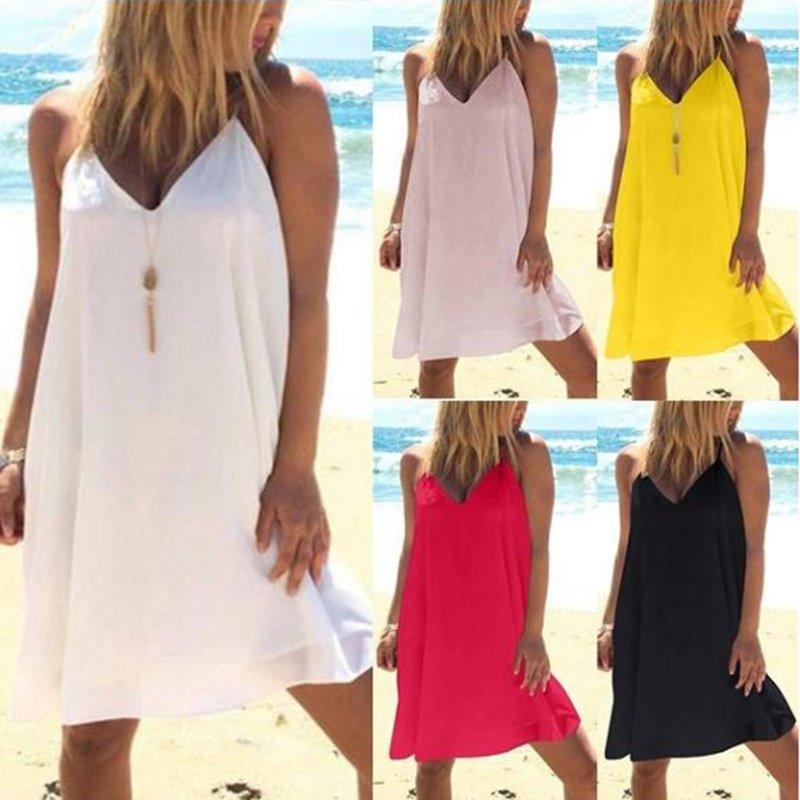 Backless Sleeveless Casual Dresses