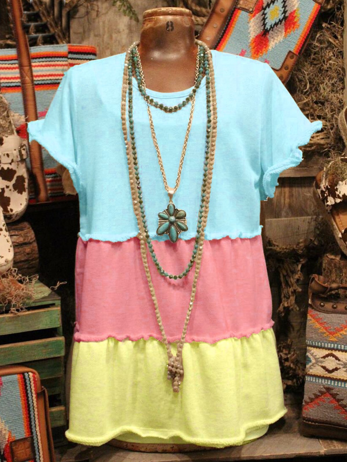 Paneled Short Sleeve Jersey Shirts & Tops