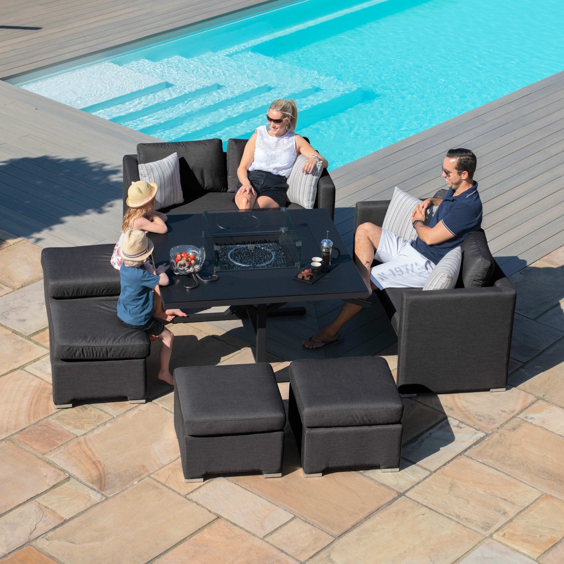 Fuzion Cube Sofa Set with Fire Pit