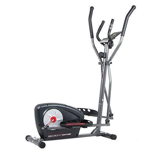 Body Champ New Elliptical Machine Trainer Magnetic with LCD Media Holder Monitor-  Gray & Black