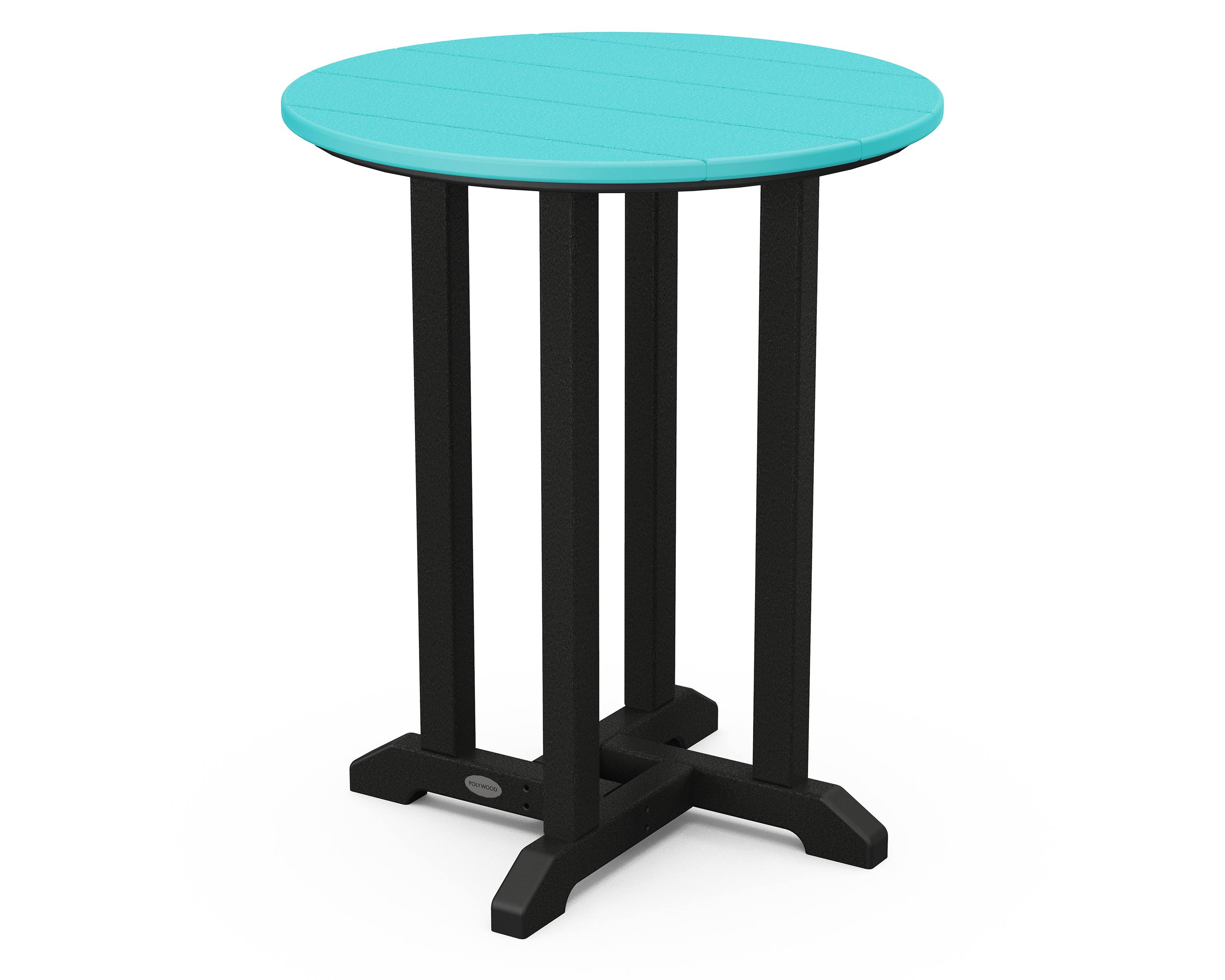 POLYWOOD Contempo 24x22 Round Dining Table - Black - Aruba