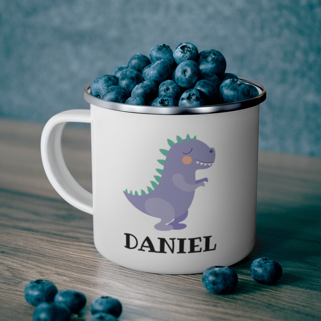 Personalised Custom Name Dinosaur Children's Enamel Campfire Mug ¢ô