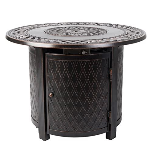 Fire Sense 62988 Wagner Aluminum Round LPG Fire 25000 BTU Pit Table �C Antique Bronze Finish