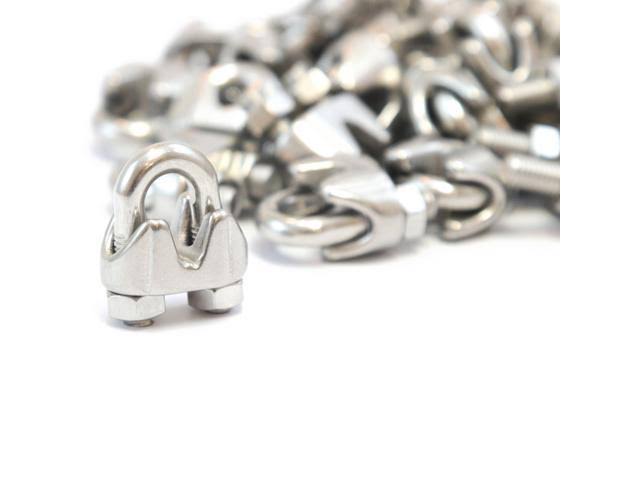 Red Hound Auto 100 - Stainless Steel Wire Rope Cable Clips 1/8 Inches - 3mm Premium