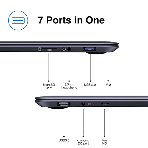 CHUWI HeroBook Pro Windows 10 笔记本电脑,14.1 英寸 1920x1080 FHD IPS 显示屏,8G RAM 256GB 固态硬盘,带 Intel Gmini Lake N4020,轻薄笔记本,7 个端口合一,电池寿命长