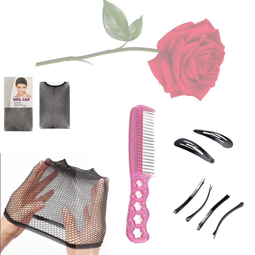 Accesorii pentru Purtarea Perucii sub Formă de Set cu Plasă pentru Perucă, Pieptene, Clame de Păr