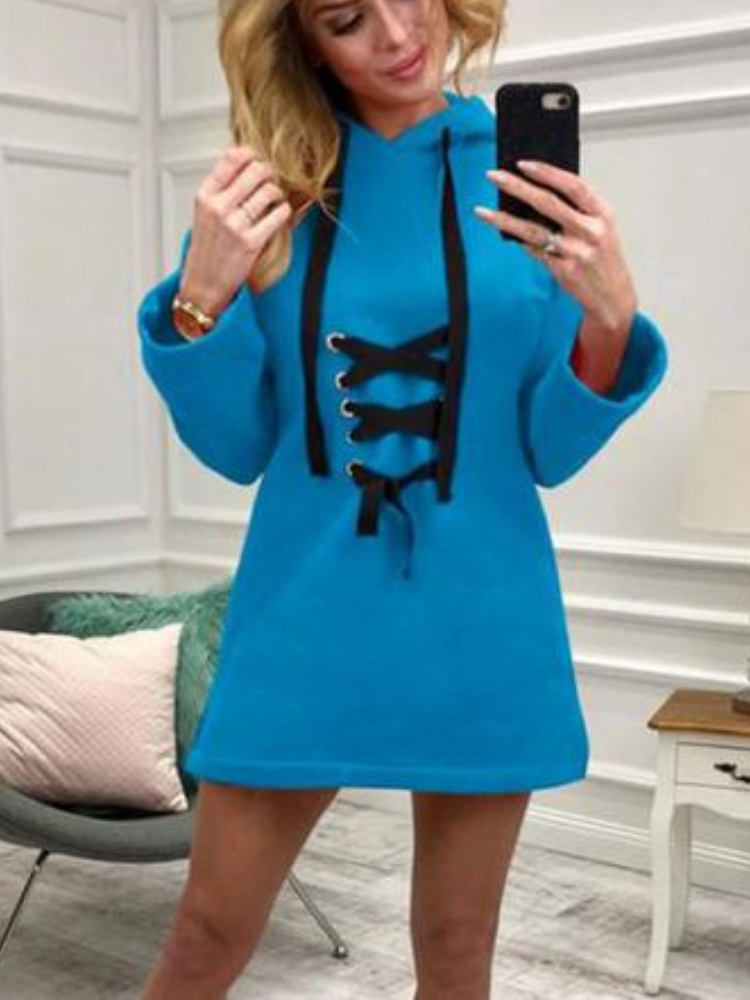 Solid Hoodie Lace Long Sleeve Vintage Hoodies