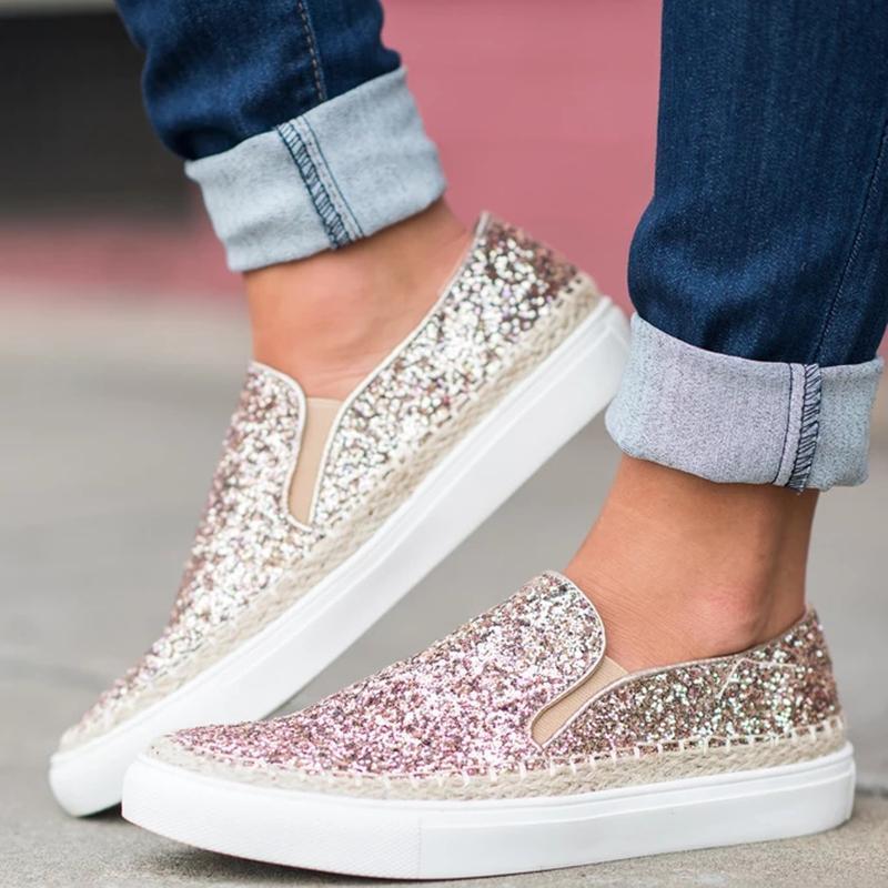 Casual Paillette Round Toes Flat Single Shoes