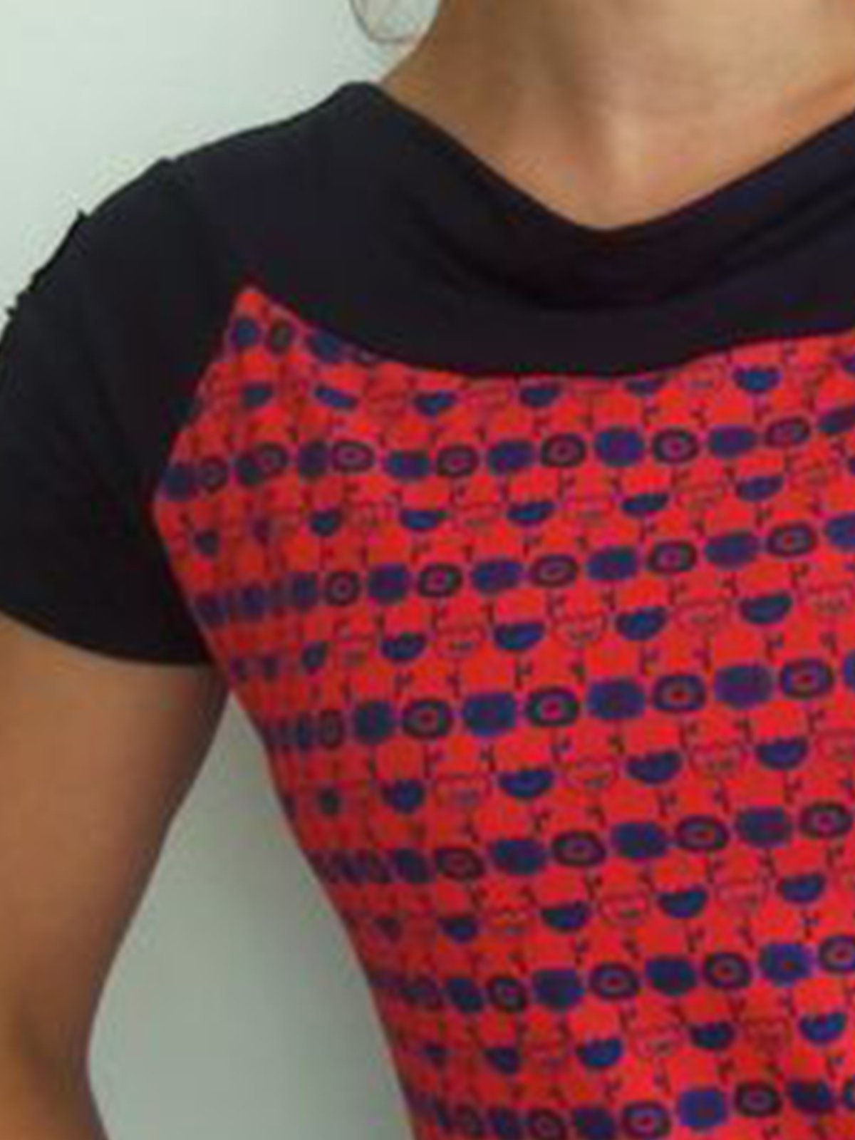 Casual patchwork printed short-sleeved T-shirt