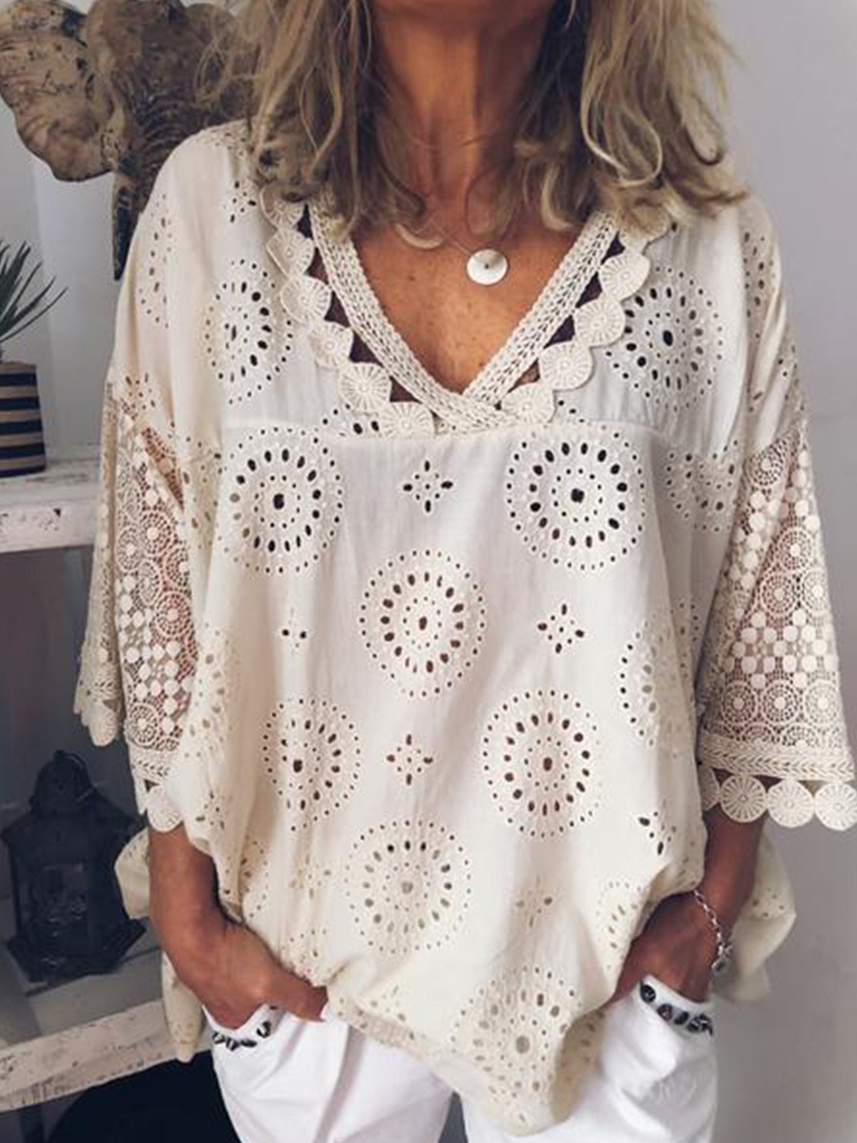 Women Cutout Blouse T Shirt Tunic Tops