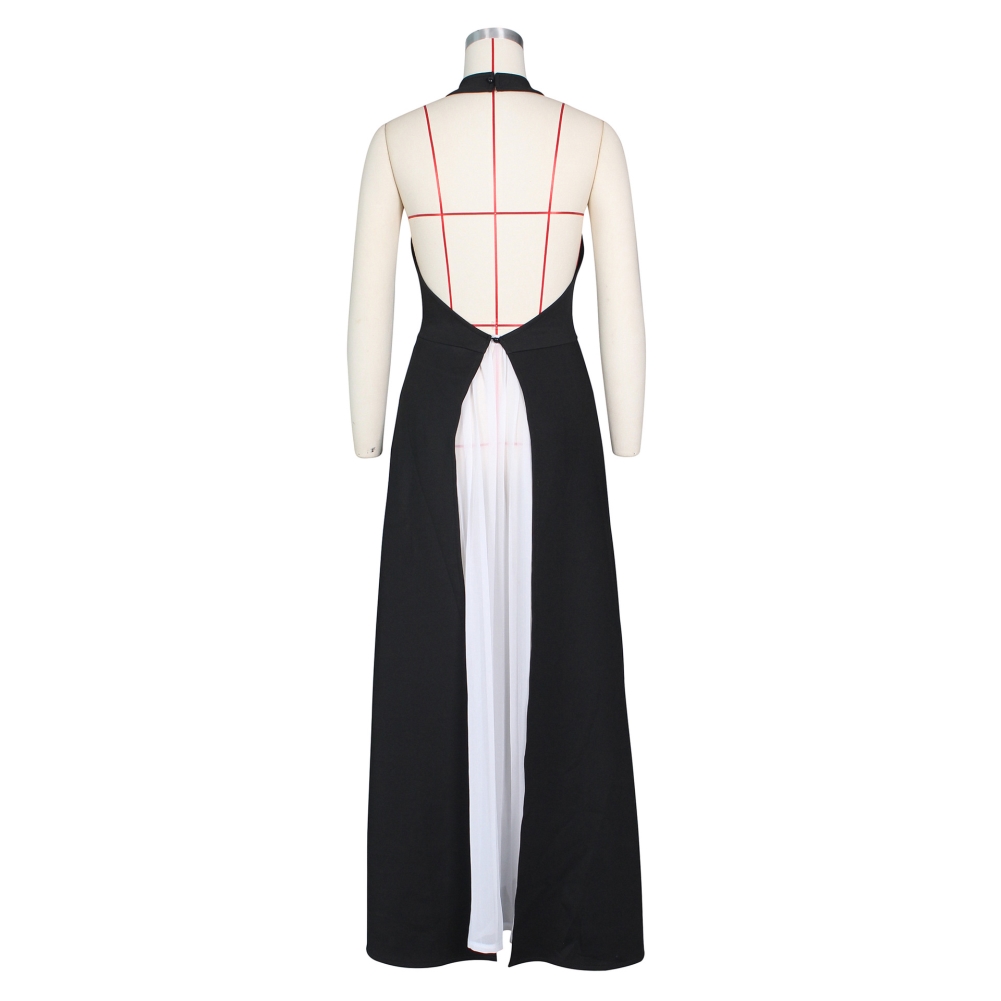 White and Black Vintage Two Piece Peplum Evening Dress