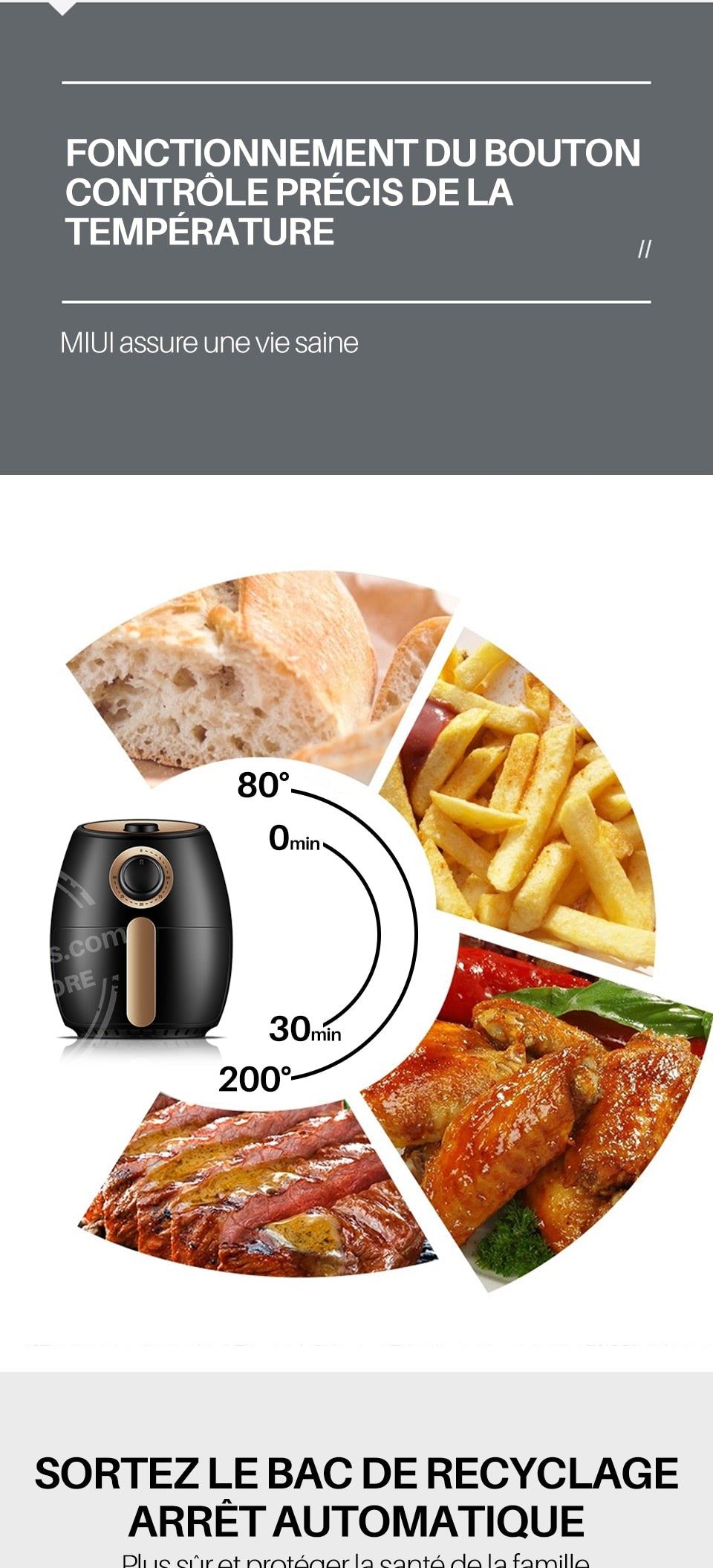 Smart Air Fryer without Oil Home Cooking MI-CYCLONE 2L Deep Fryer Cold Rolled Metal Disposable Molding Rock