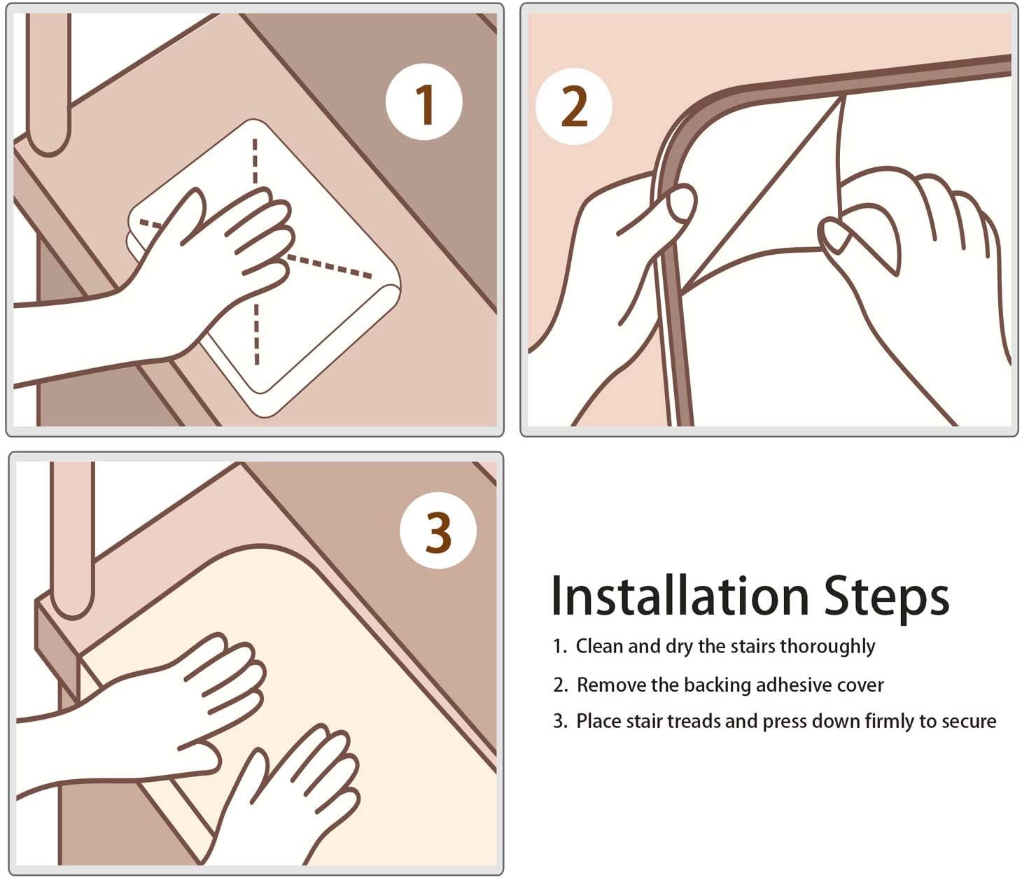 PURE ERA Carpet Stair Treads Set of 14 Non Slip Self Adhesive, 14 Pieces / Black