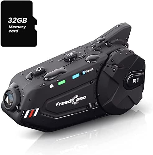 1000M Waterproof Wireless Motorcycle Helmet Intercom w/ FM/Bluetooth 5.0 /2-1Mic