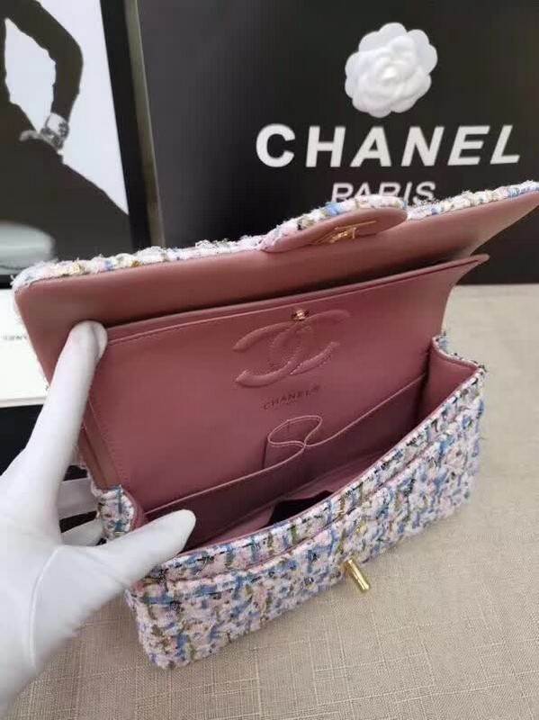 high quality handbag 119015 tweed flap bag 1112