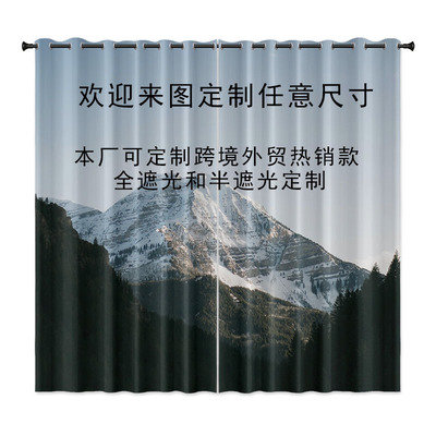 圣诞疫情幸存者的一家热卖款 高精密黑丝遮光窗帘 数码印花半遮光