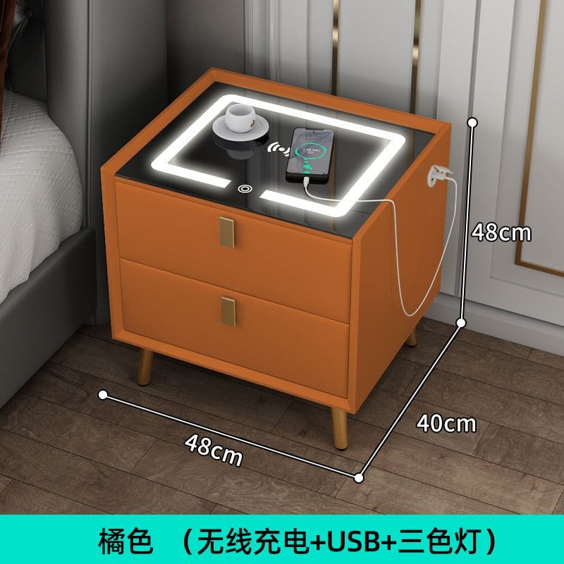 Nightstands Smart Bedside Cabinet Simple USB Wireless Charging with Lamp