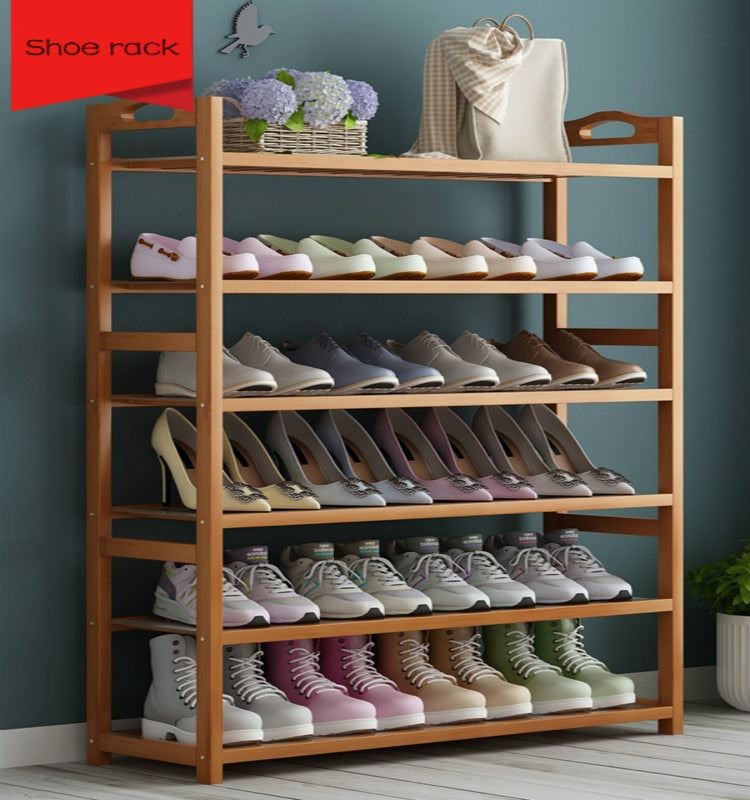Bamboo Simple Shoe Rack Dormitory Home Multi-story Economy Solid Wood Shoe Cabinet
