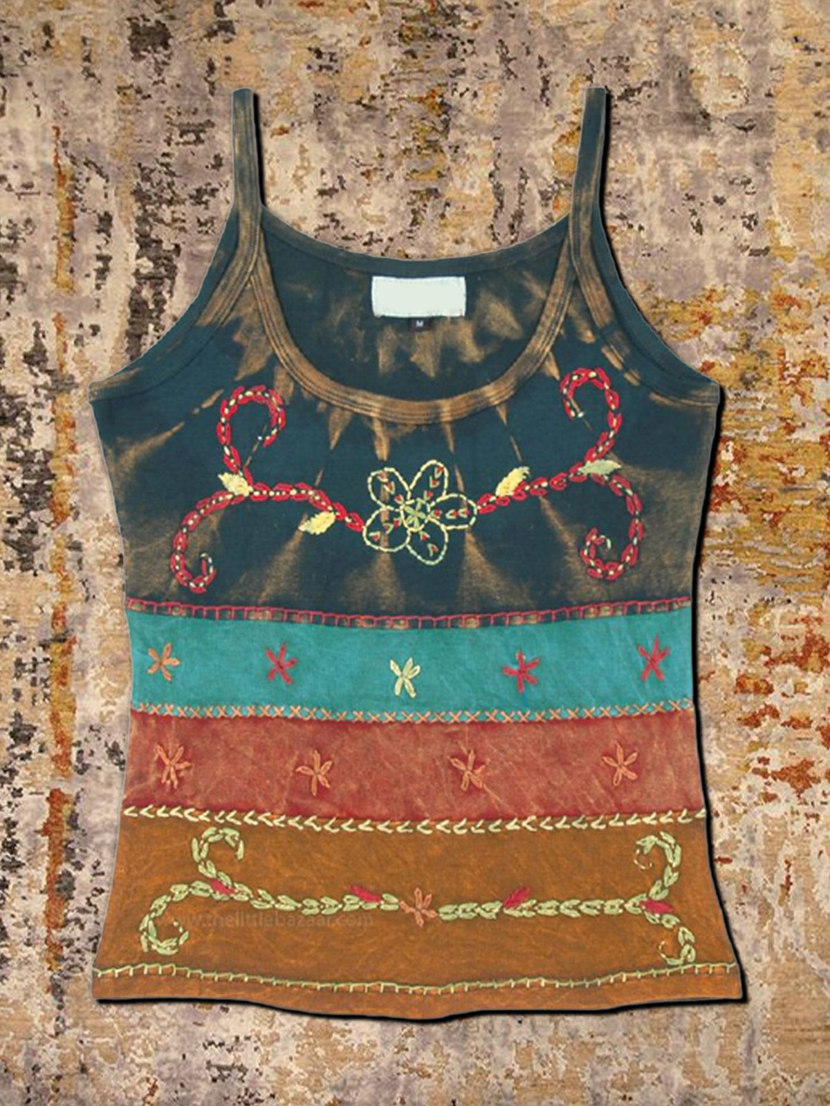 Sleeveless U-Neck Ombre/tie-Dye Jersey Vests